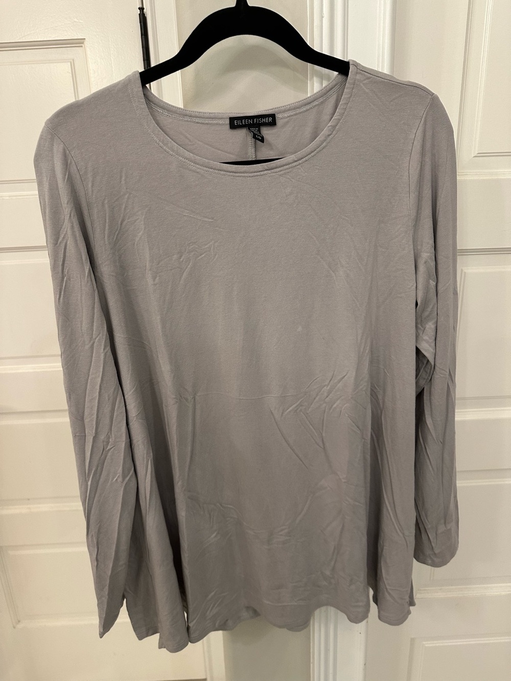 Eileen Fisher Women Tunic Gray Viscose Round Neck Long Sleeve Pullover Size L